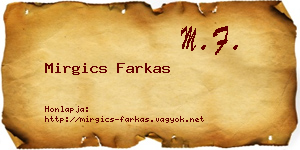 Mirgics Farkas névjegykártya